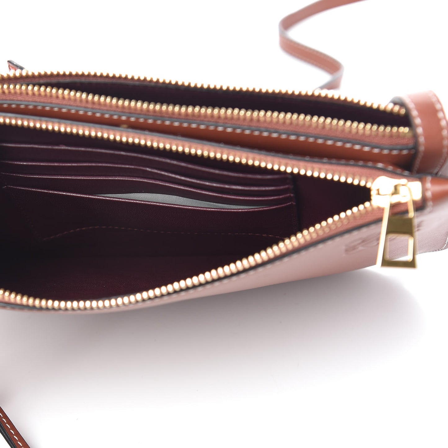 Calfskin Gate Double Zip Pouch Crossbody Brick