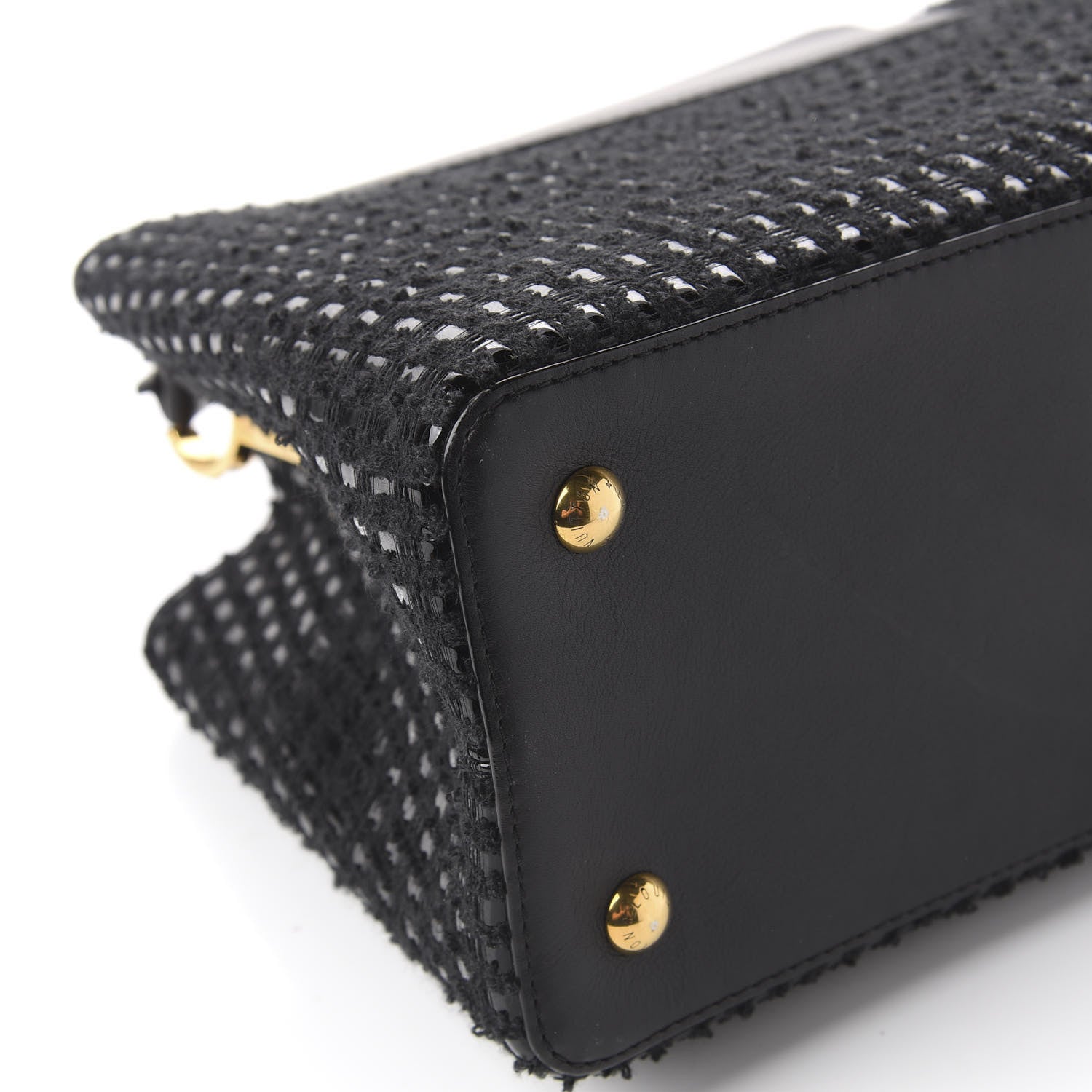 Louis Vuitton Tweed Calfskin Capucines MM Black 9 of 10