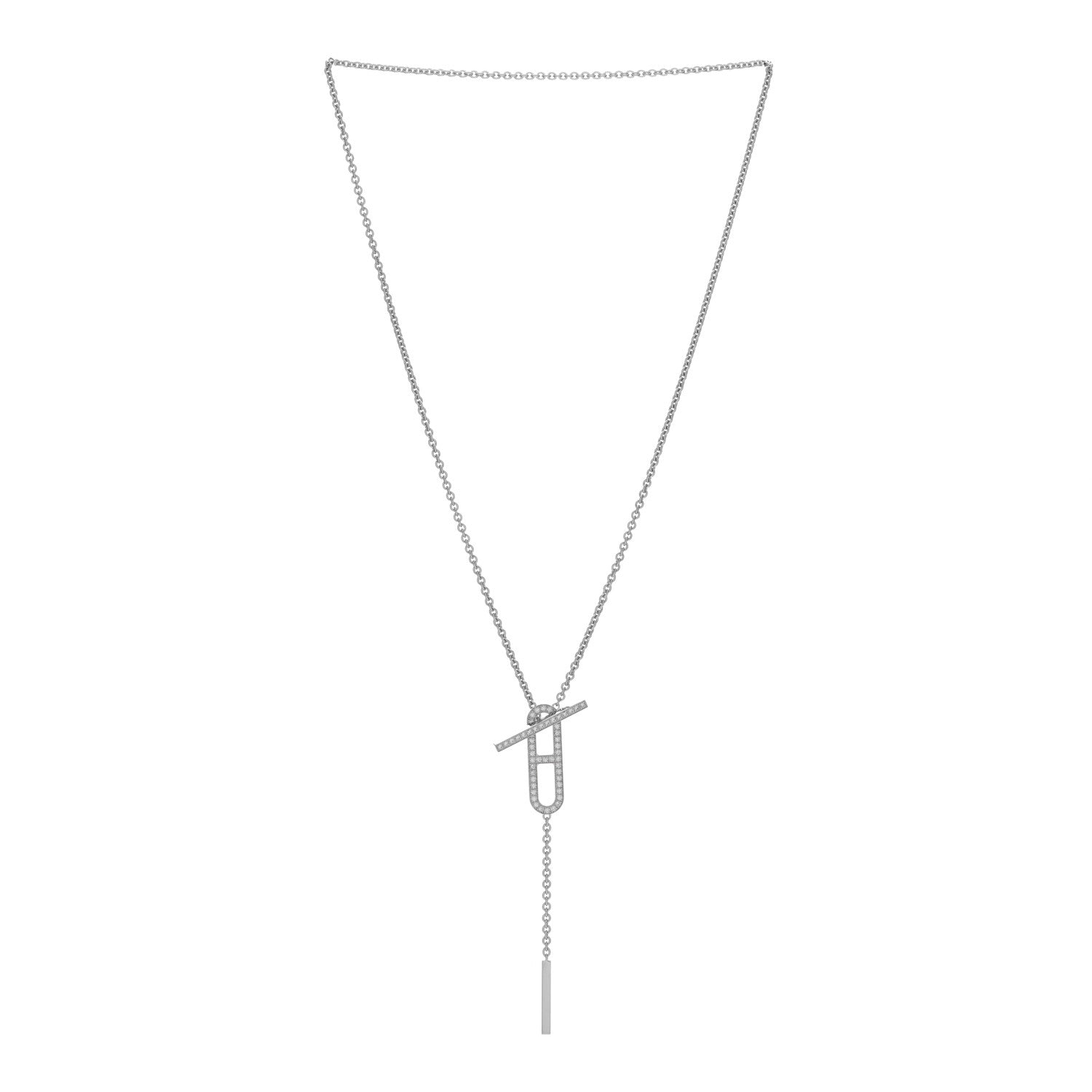 Hermes 18K White Gold Diamond PM Ever Chaine D'Ancre Necklace 2 of 5