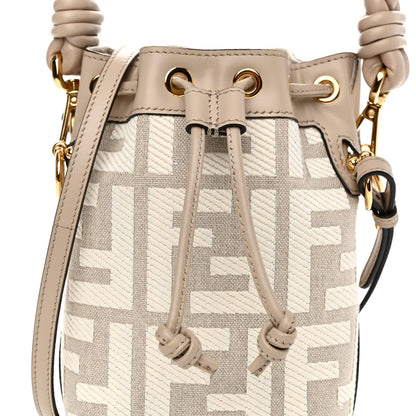 Fendi Canvas Nappa F is Fendi FF Embroidered Mini Mon Tresor Bucket Bag Grezzo White Nuvola 8 of 10