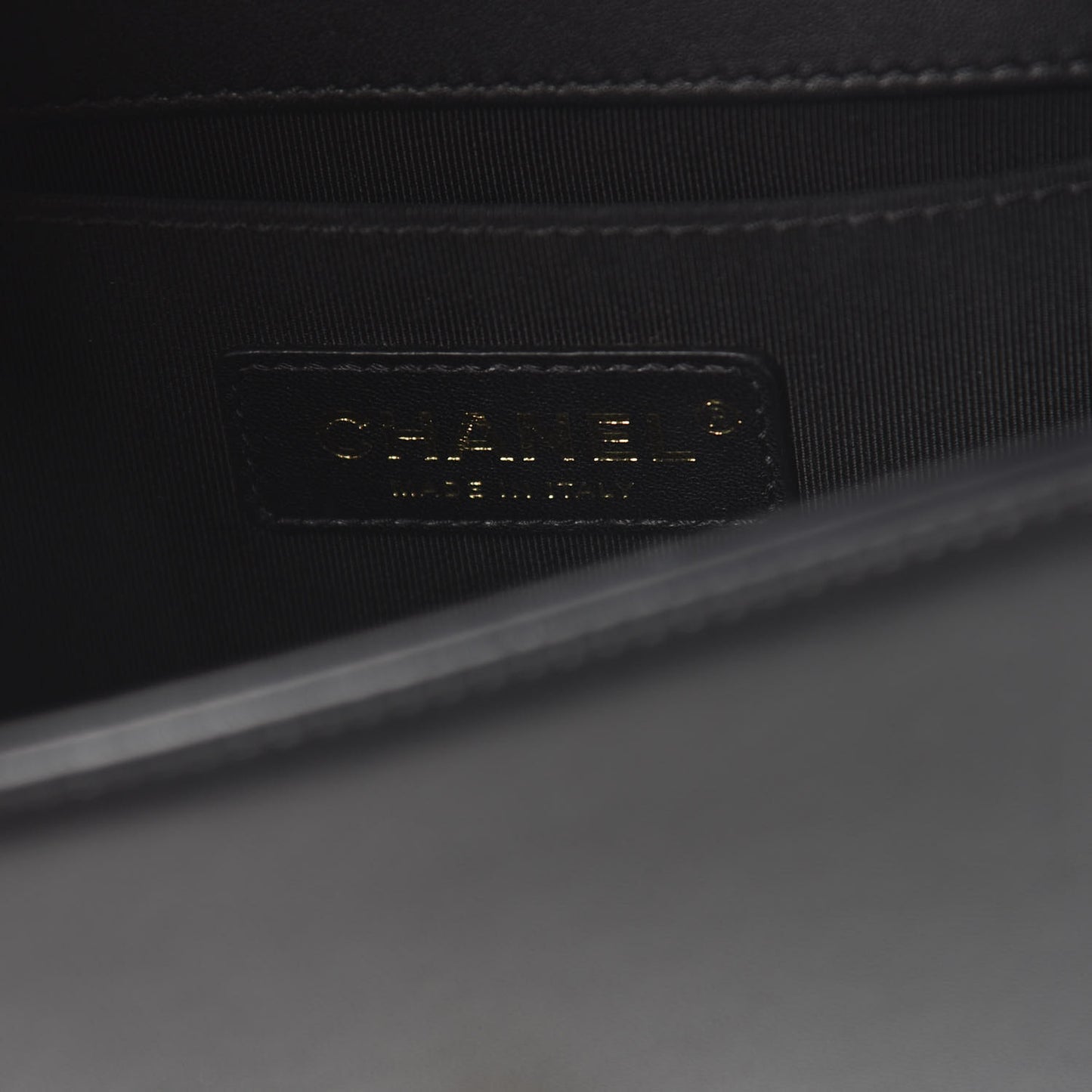 Calfskin Quilted Small Boy Flap Black