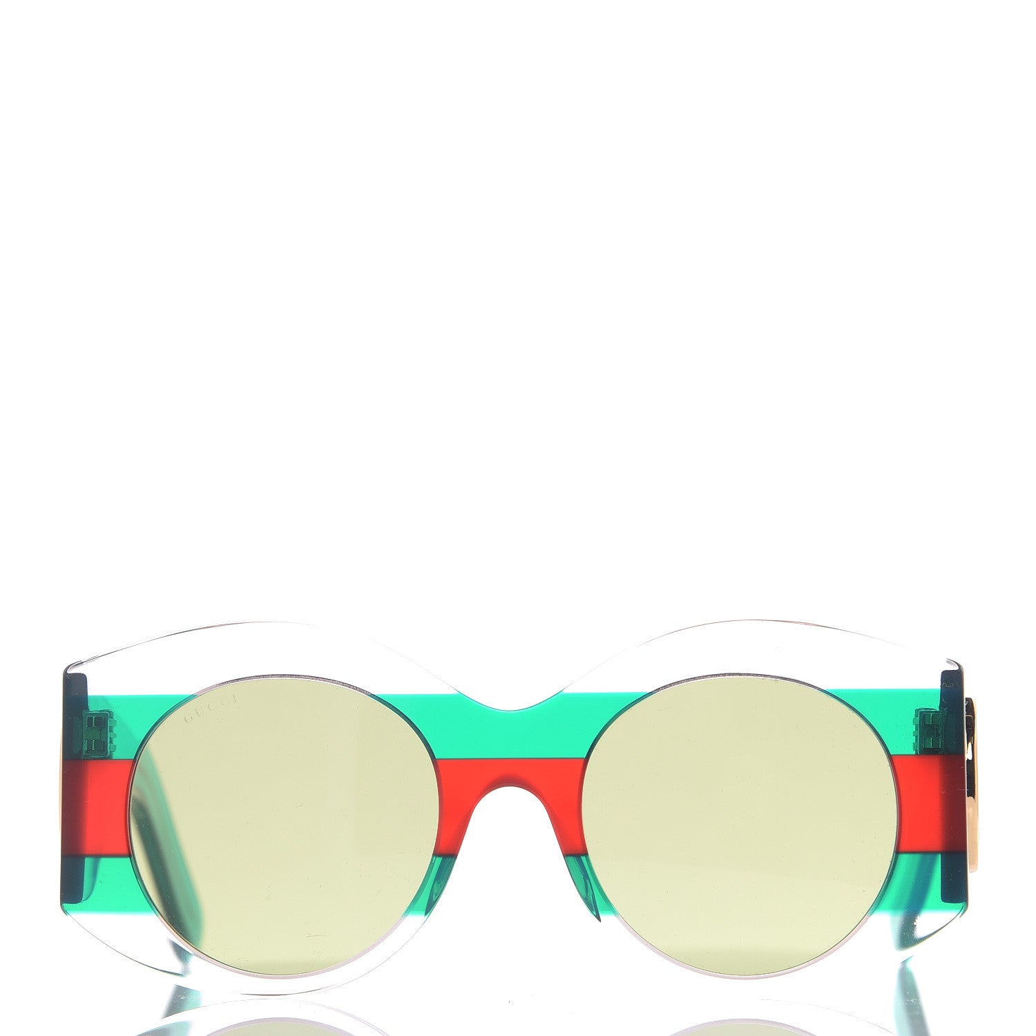 Gucci Acetate Round Frame Sunglasses GG0177S Green Red 4 of 6