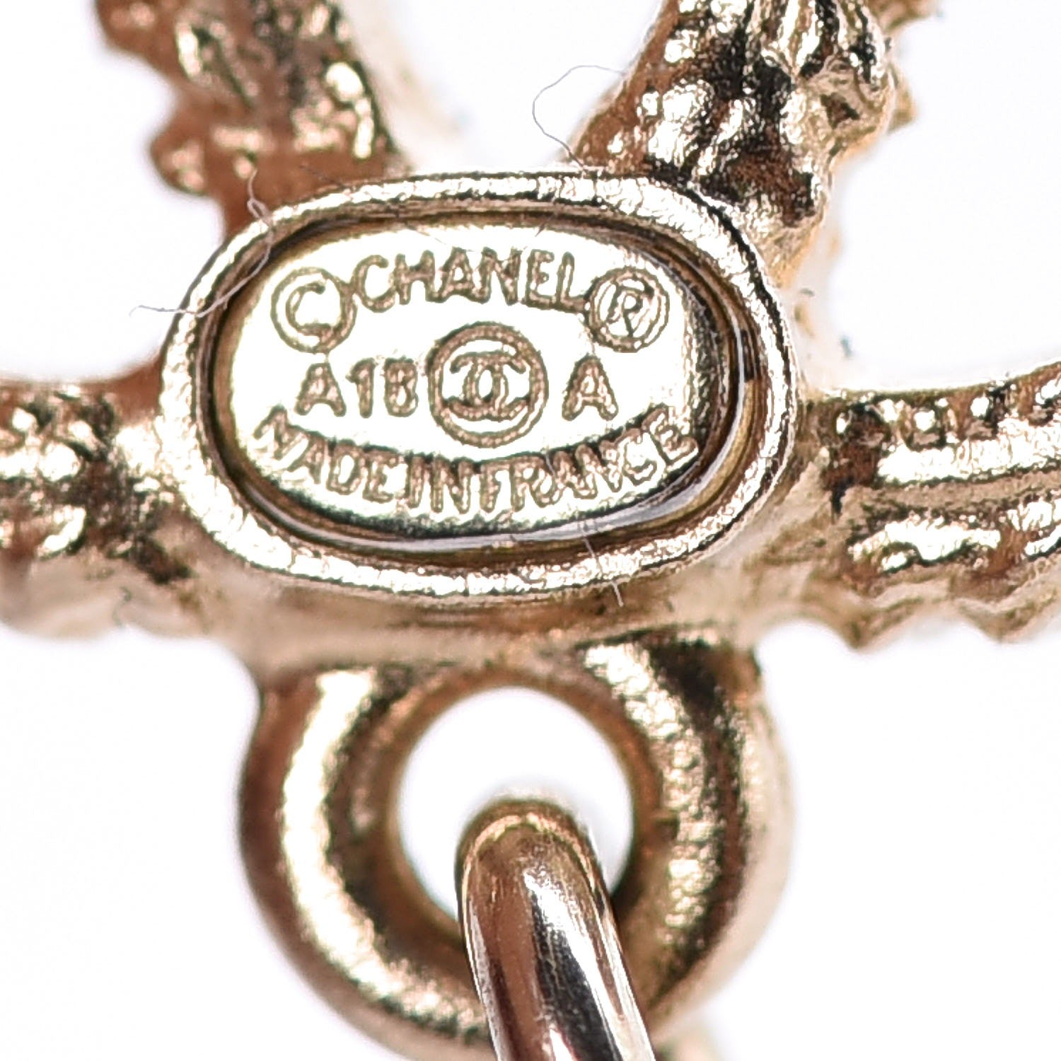 Chanel Chain Pearl CC Drop Earrings Light Gold 4 of 5