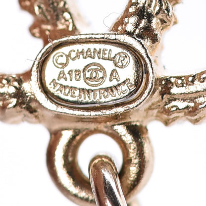 Chanel Chain Pearl CC Drop Earrings Light Gold 4 of 5