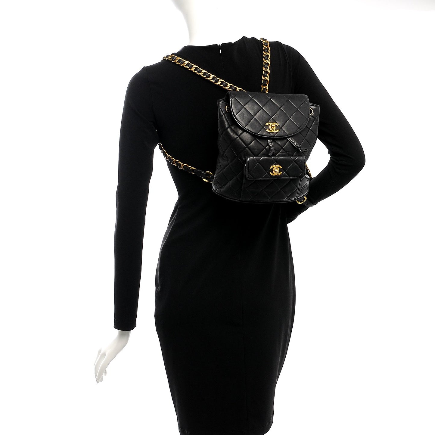 Lambskin Quilted Backpack Black