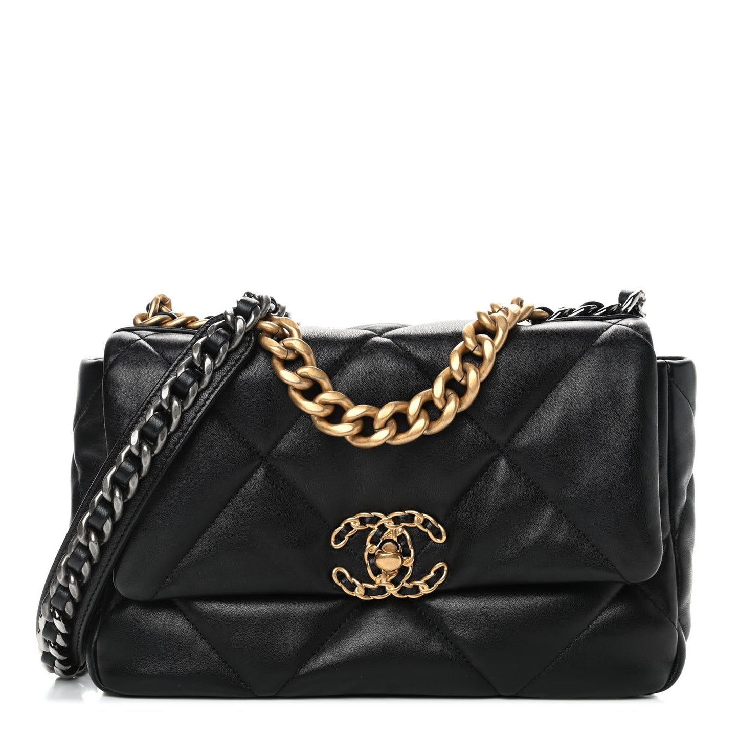 Lambskin Quilted Medium Chanel 19 Flap Black