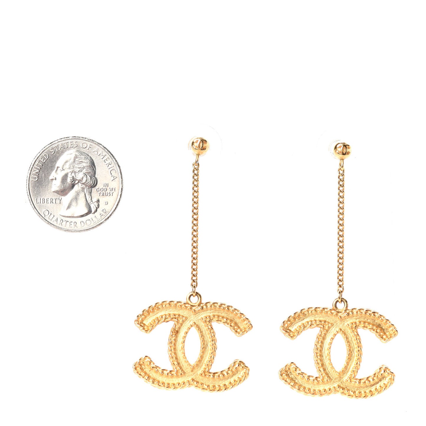 CC Drop Earrings Matte Gold