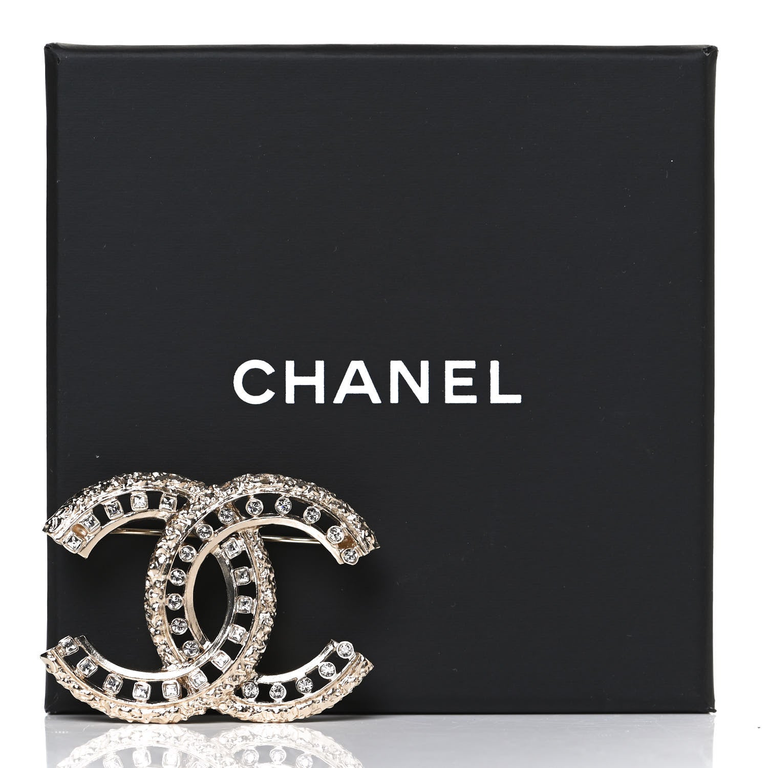 Chanel Crystal CC Brooch Light Gold 5 of 5
