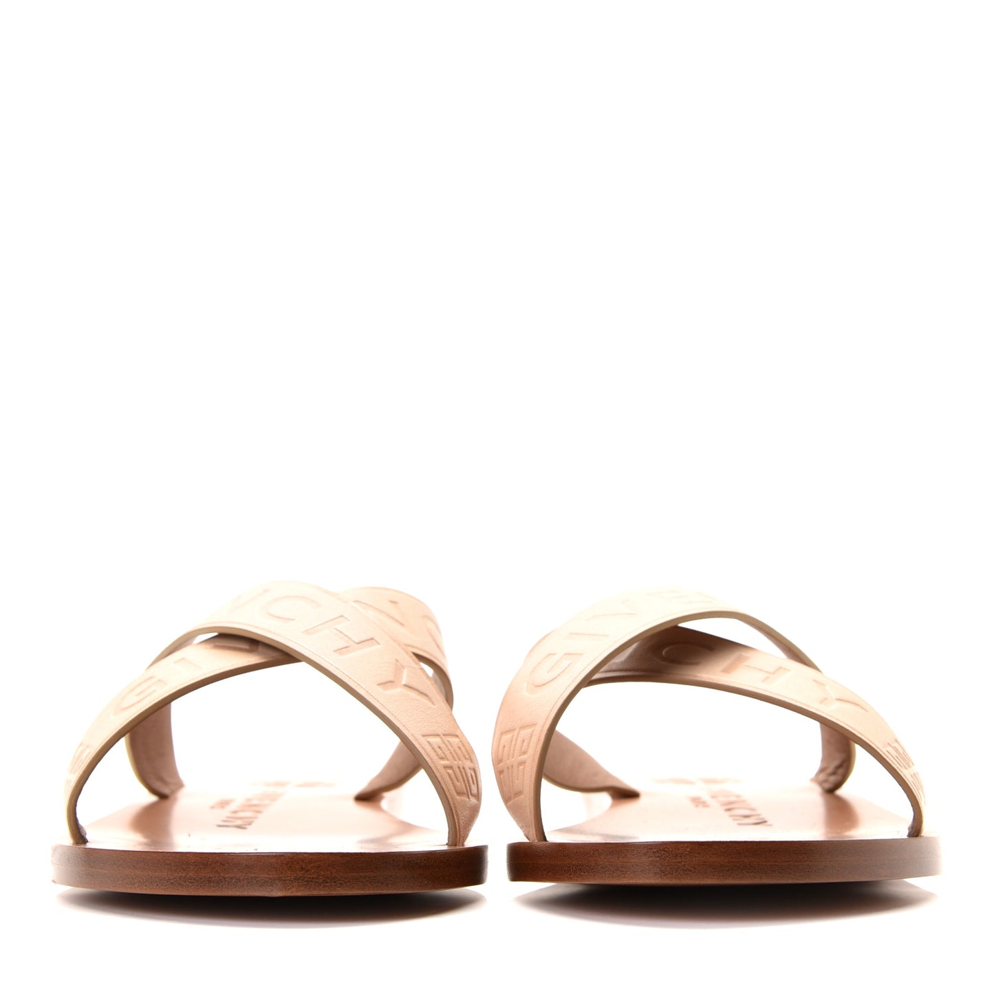 Calfskin Logo Strap Sandals 37 Brown