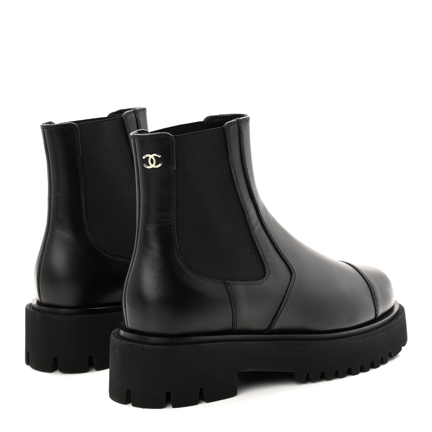 Calfskin Cap Toe CC Short Boots 39.5 Black