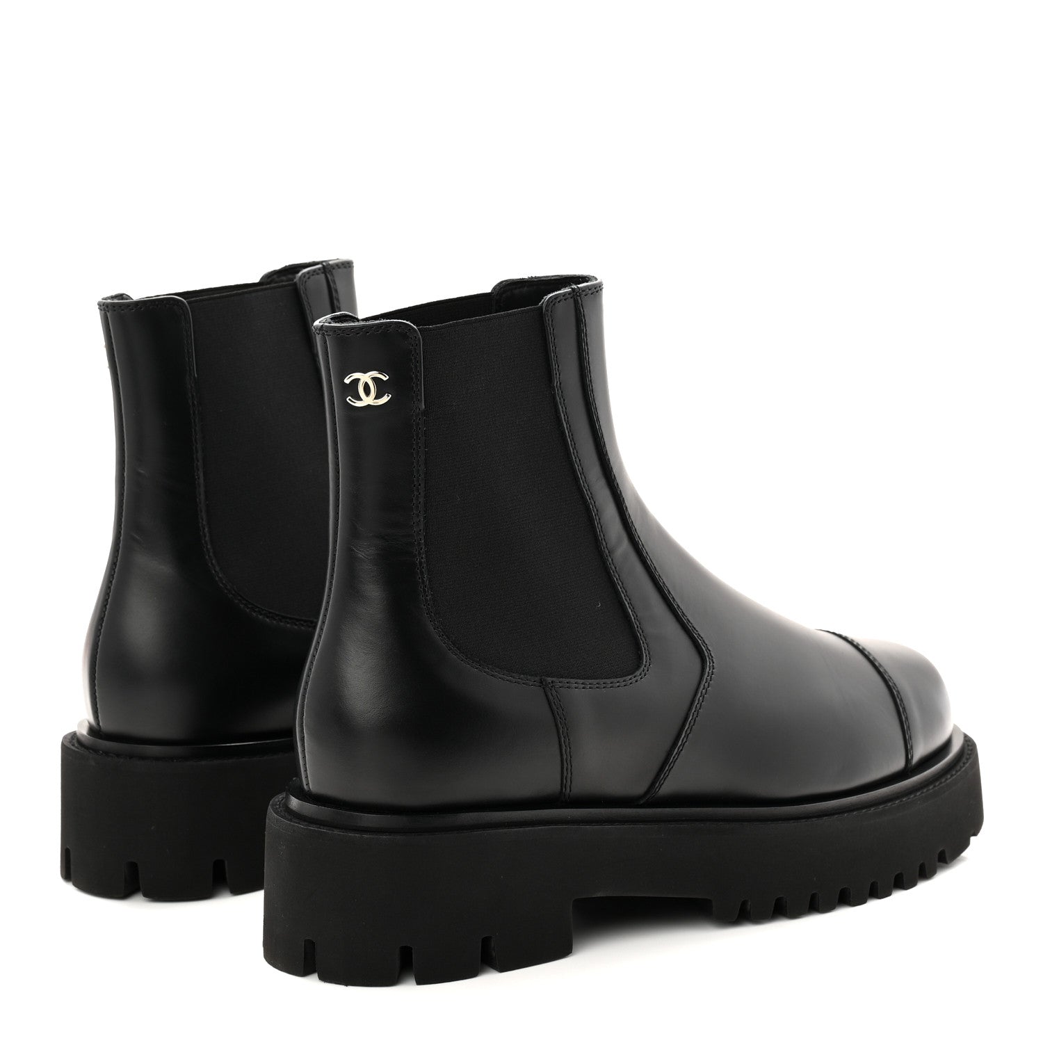 Chanel Calfskin Cap Toe CC Short Boots 39.5 Black 5 of 9