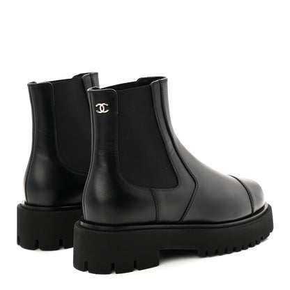 Chanel Calfskin Cap Toe CC Short Boots 39.5 Black 5 of 9