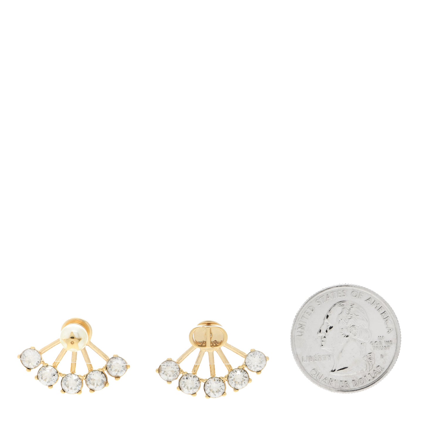 Crystal Pearl Petite CD Earrings Gold
