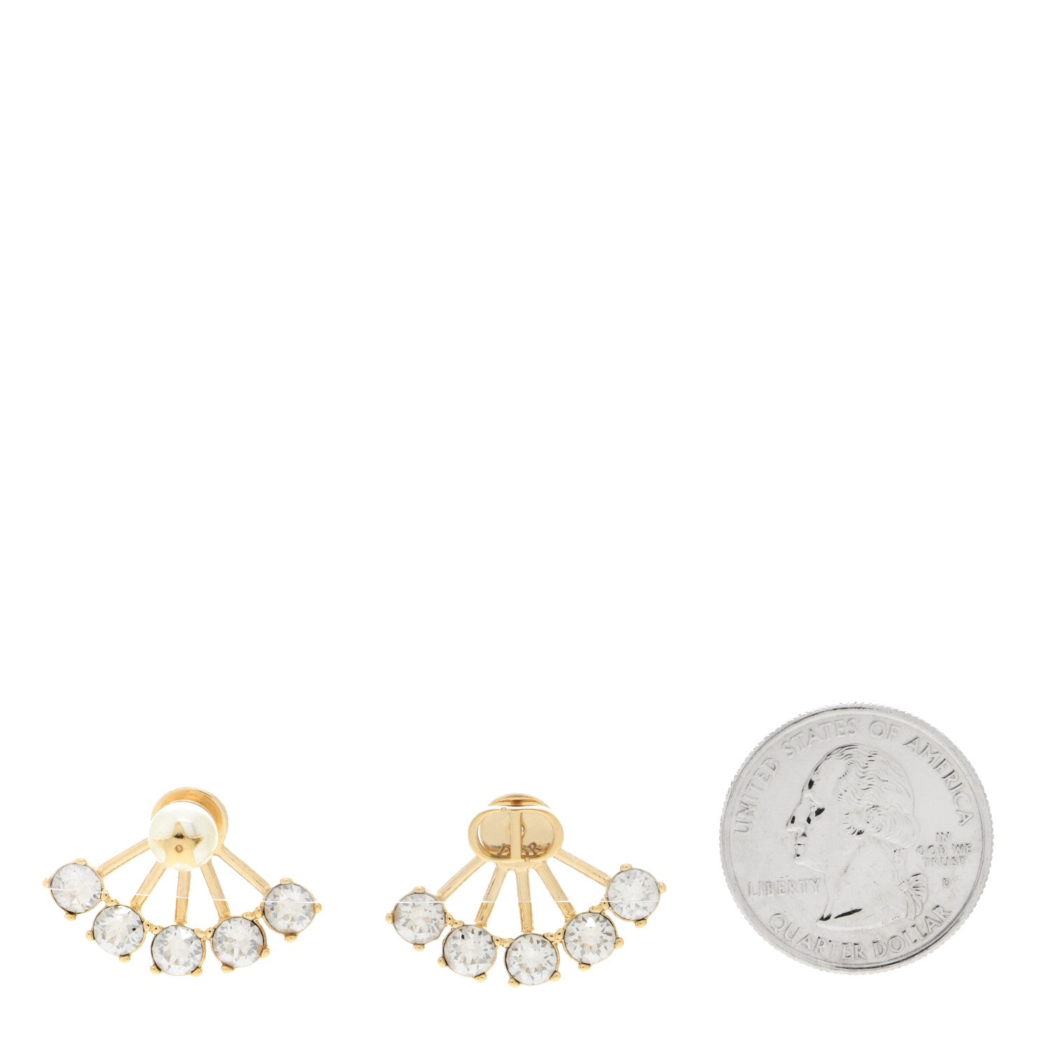 Christian Dior Crystal Pearl Petite CD Earrings Gold 2 of 5