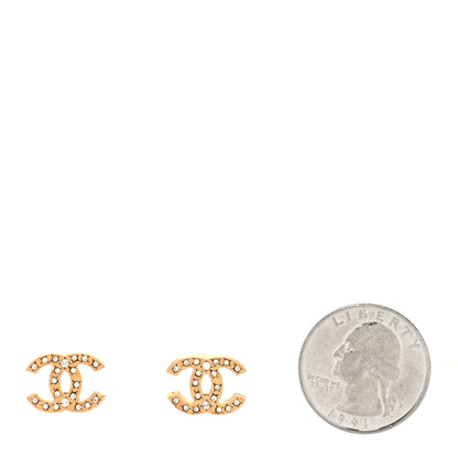 Chanel Metal Crystal CC Earrings Gold 2 of 4