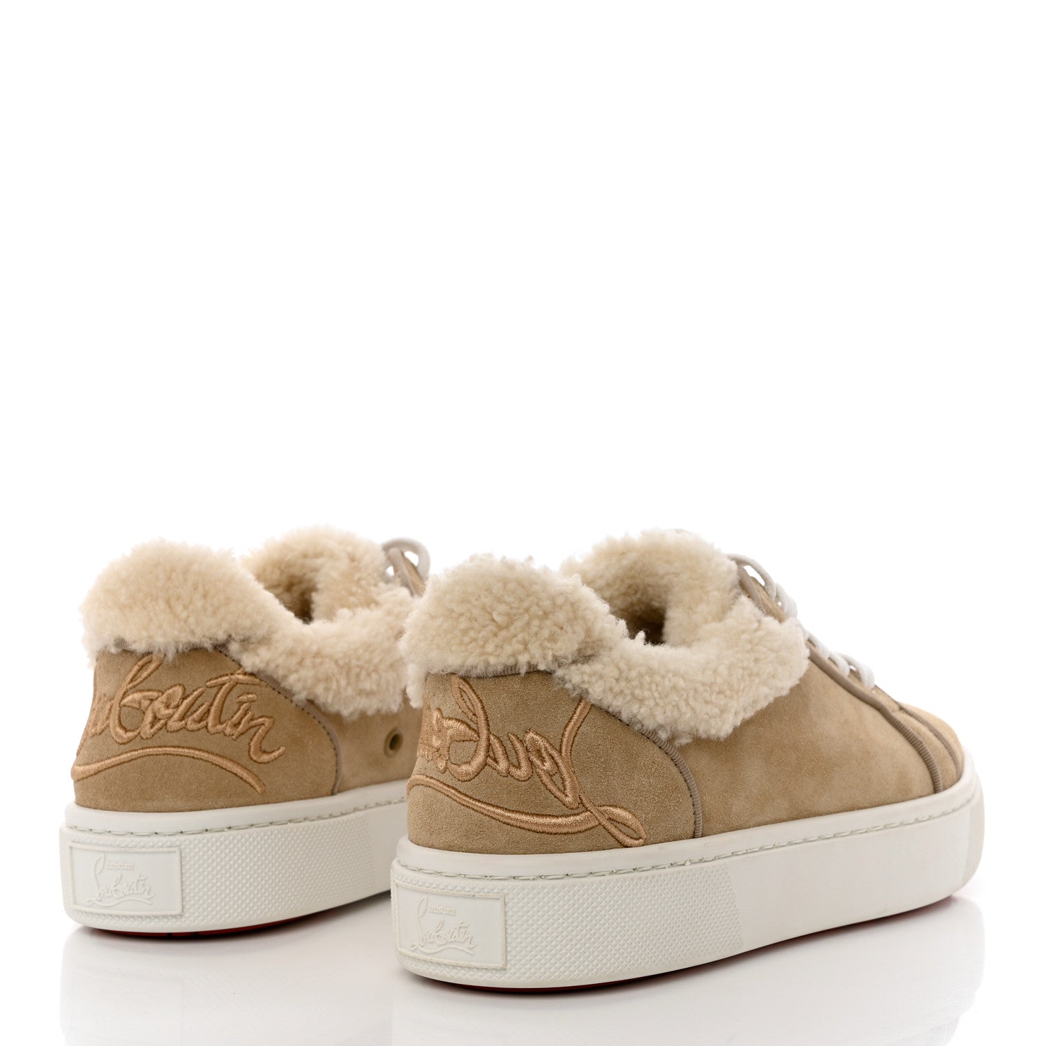 Christian Louboutin Suede Shearling Fun Vierissima Flat Sneakers 37 Atlas 4 of 8