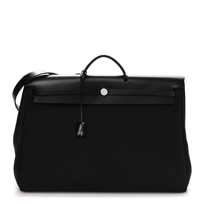 Hermes Military Toile Vache Hunter Herbag Cabin Zip Retourne 50 Black 1 of 10