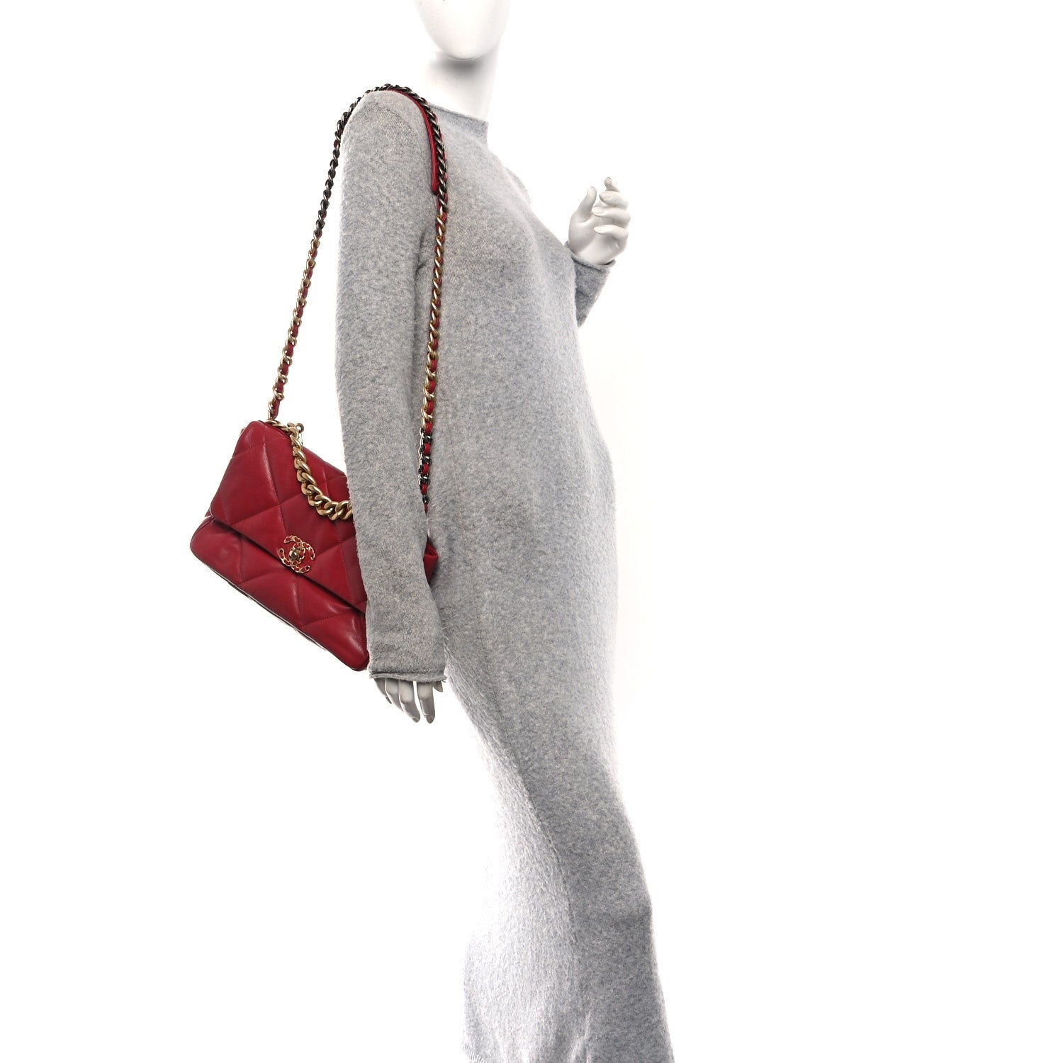 Chanel Goatskin Quilted Large Chanel 19 Flap Red 2 of 10