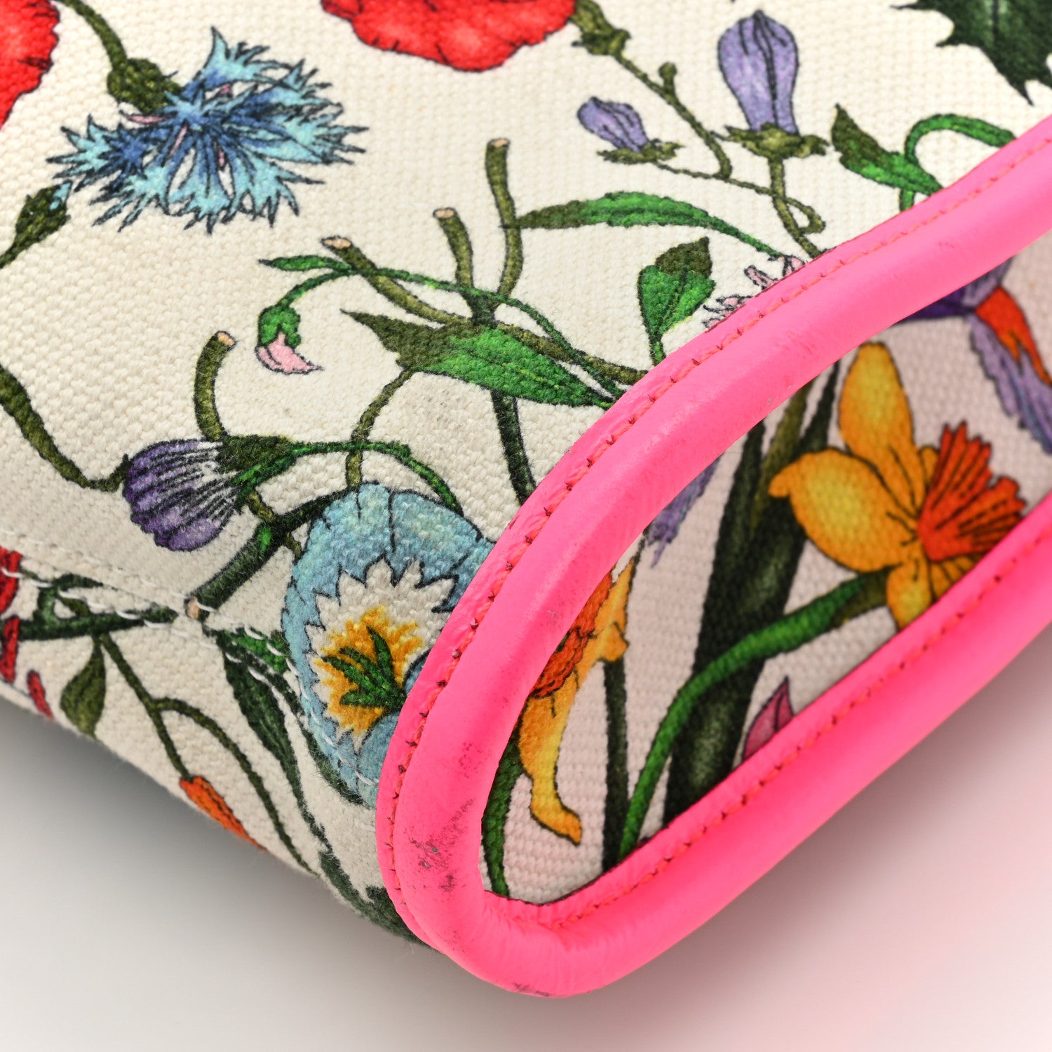 Gucci Canvas Flora Large Rajah Chain Tote White Multicolor Fuxia Fluo 13 of 15