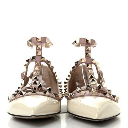 Valentino Garavani Patent Rockstud Cage Ballerina Flats 36.5 Ivory Poudre 2 of 8