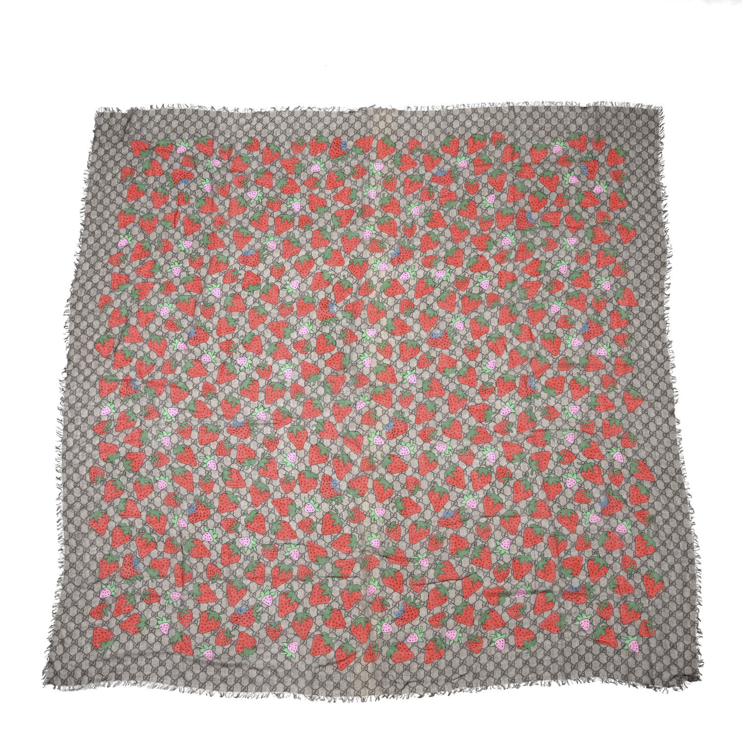 Modal Silk Monogram Strawberry Square Scarf