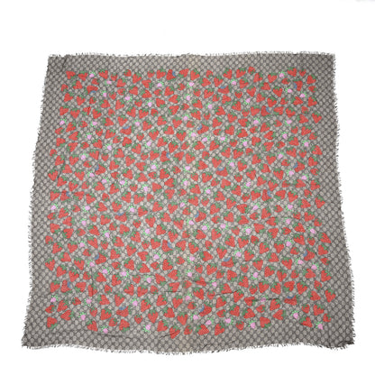 Gucci Modal Silk Monogram Strawberry Square Scarf 1 of 3