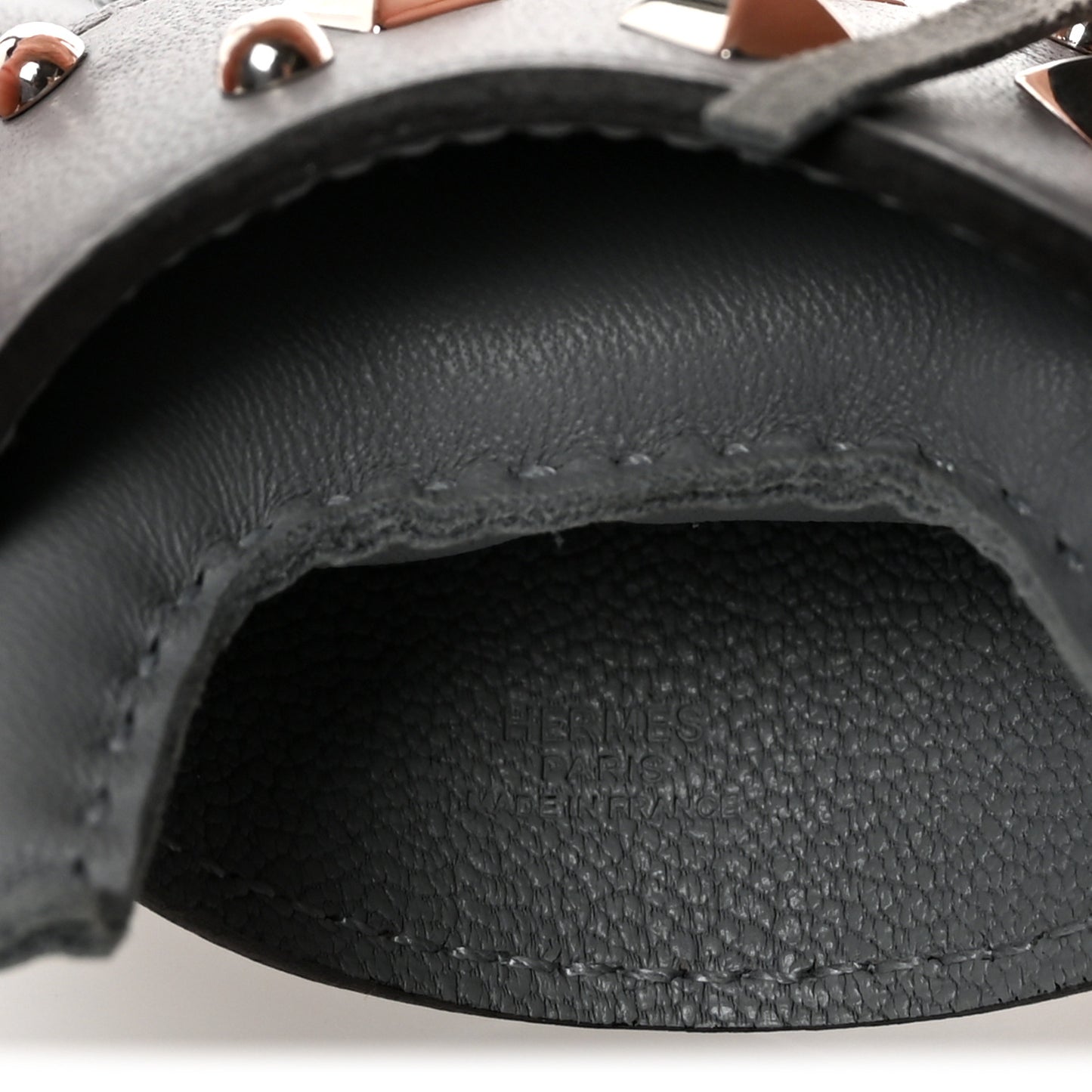 Milo Lambskin Studded Grigri Rodeo Robeo Rock Horse Bag Charm PM Gris Pantin