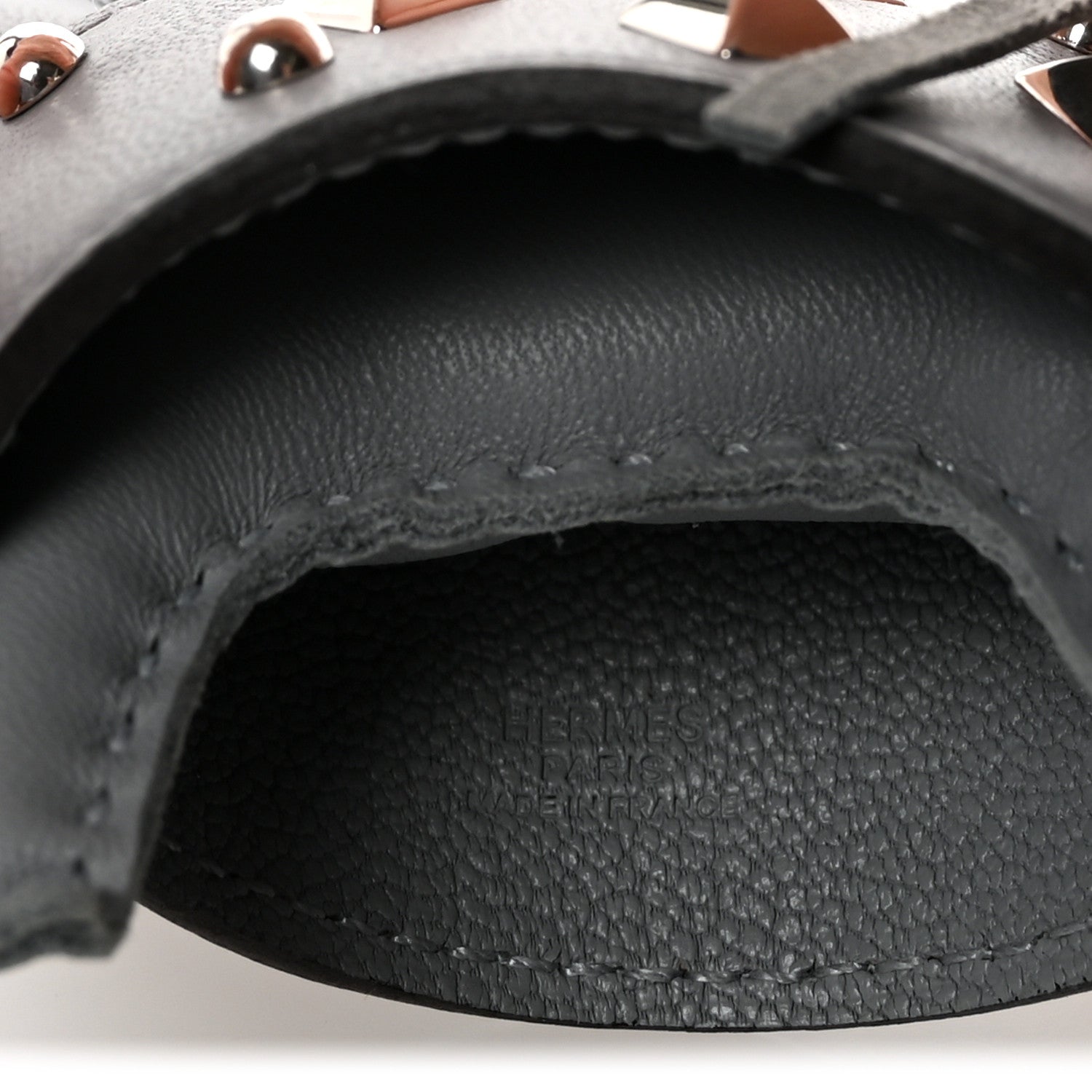 Hermes Milo Lambskin Studded Grigri Rodeo Robeo Rock Horse Bag Charm PM Gris Pantin 3 of 5