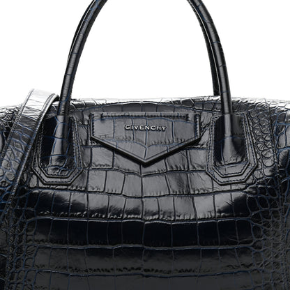 Givenchy Calfskin Crocodile Embossed Medium Soft Antigona Navy 6 of 7