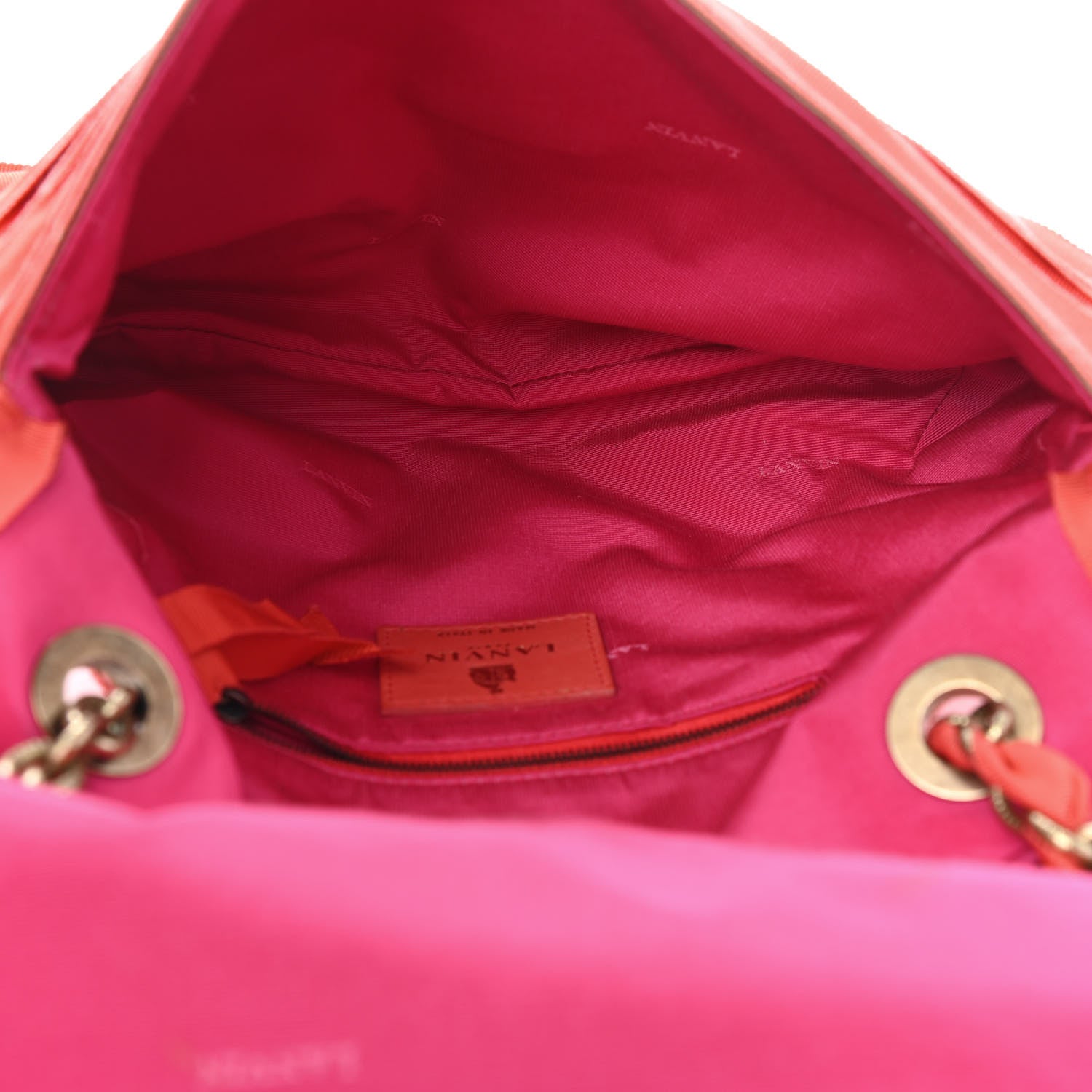 Lanvin Canvas Pleated Happy Square Shoulder Bag Orange 4 of 4