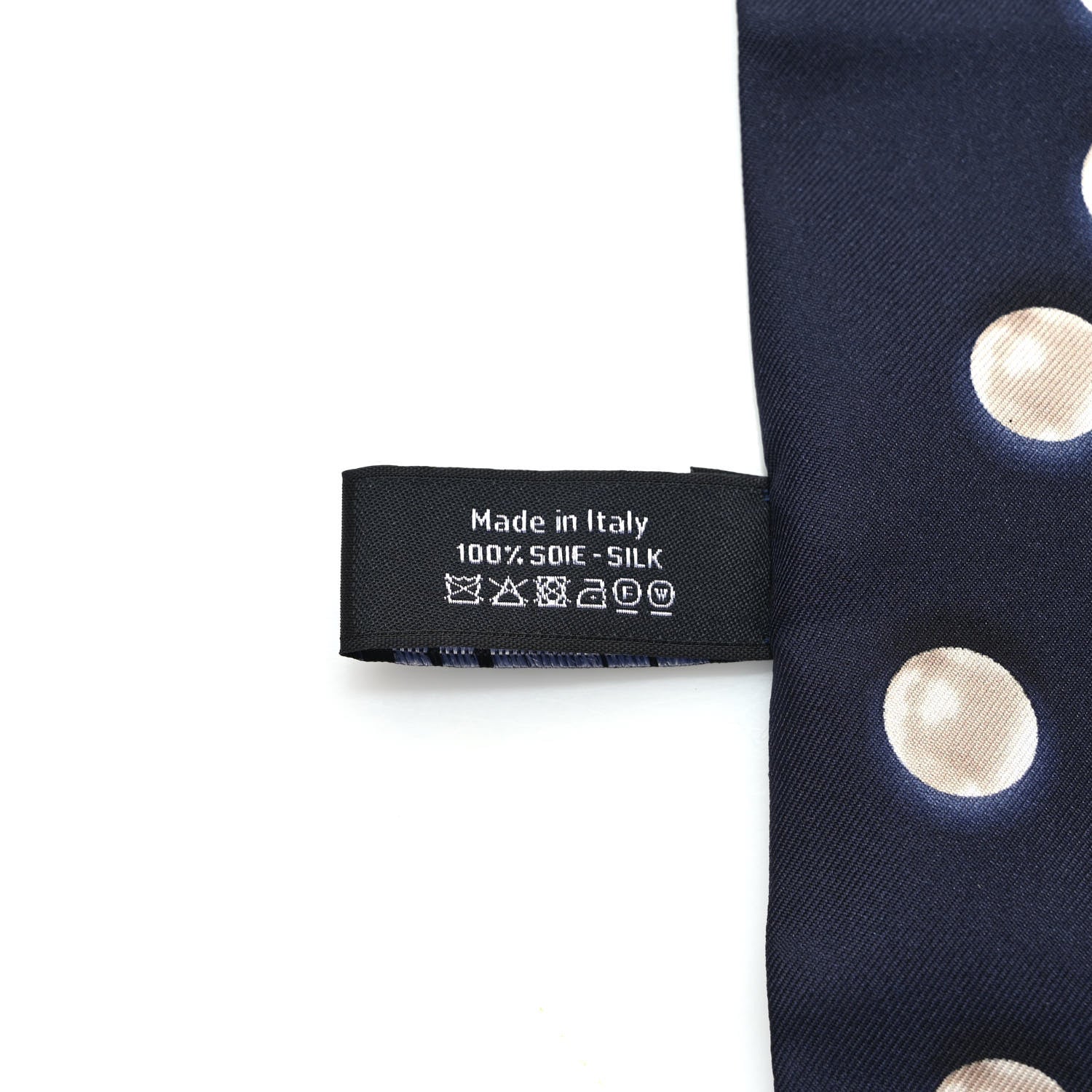 Chanel Silk Pearl CC Slim Bandeau Scarf Dark Navy 4 of 4