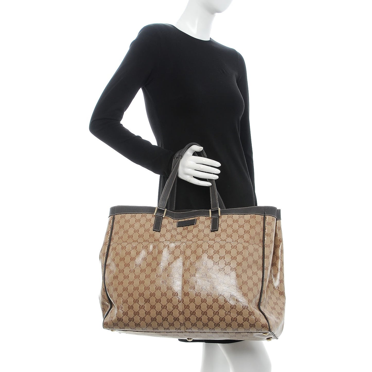Crystal Monogram Tote Dark Brown
