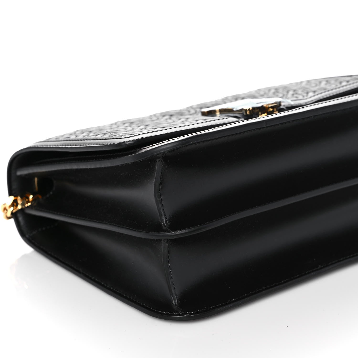 Burberry Calfskin Monogram Embossed Medium TB Chain Bag Black 7 of 9