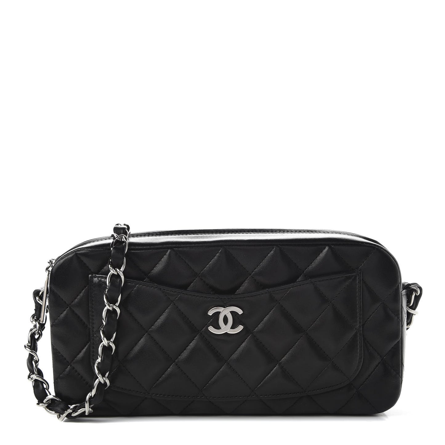 Lambskin Quilted Timeless Camera Case Black