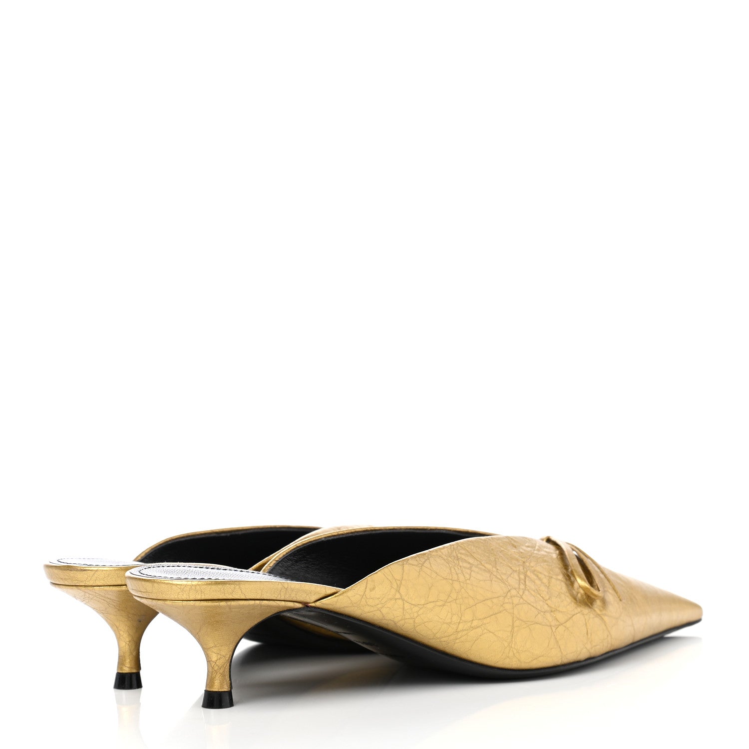 Balenciaga Metallic Textured Calfskin Pointed Toe Knife Mules 38.5 Gold 4 of 10