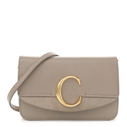 Chloe Calfskin Suede C Clutch With Chain Motty Grey 1 of 13