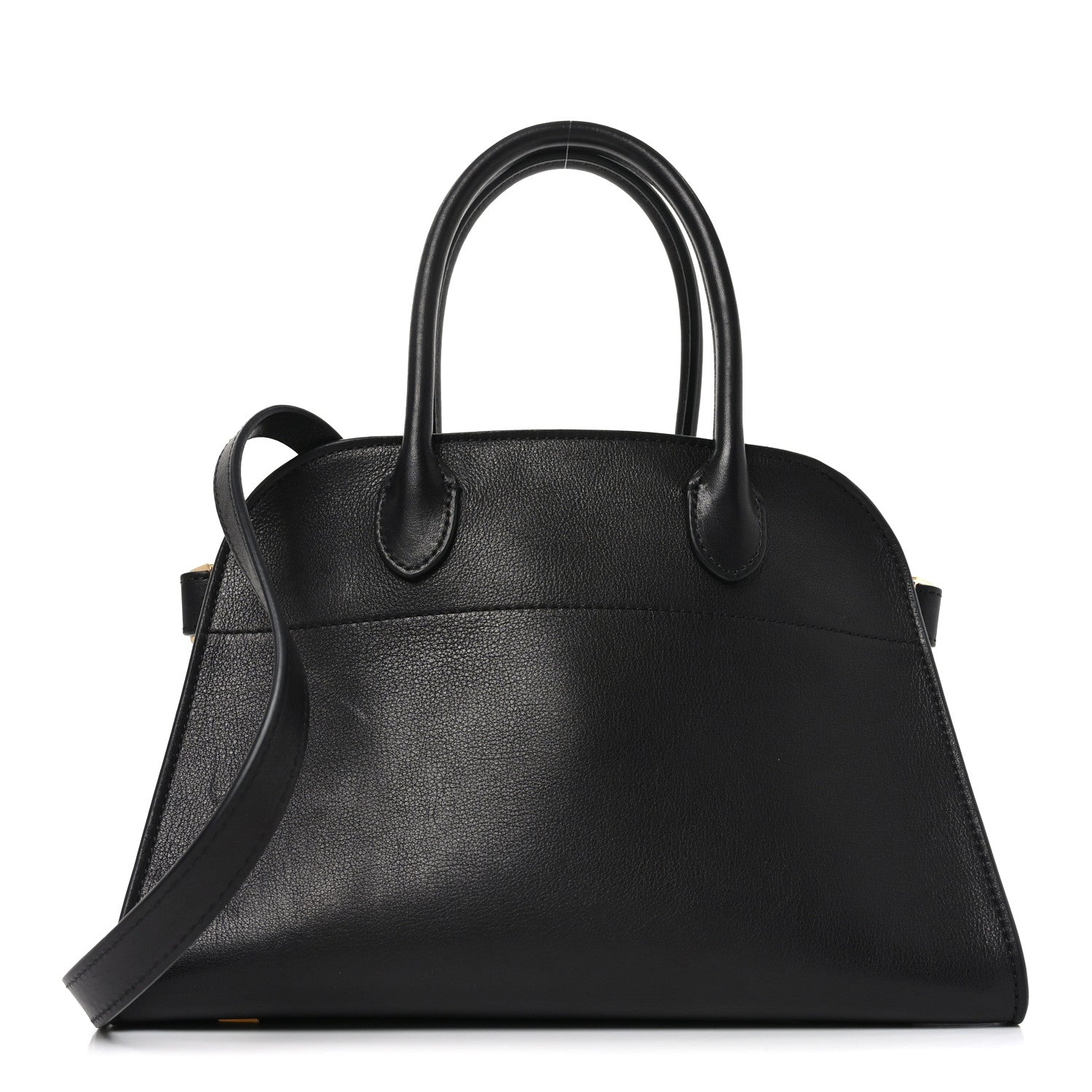 The Row Polished Saddle Calfskin Soft Margaux 10 Bag Black 1 of 9