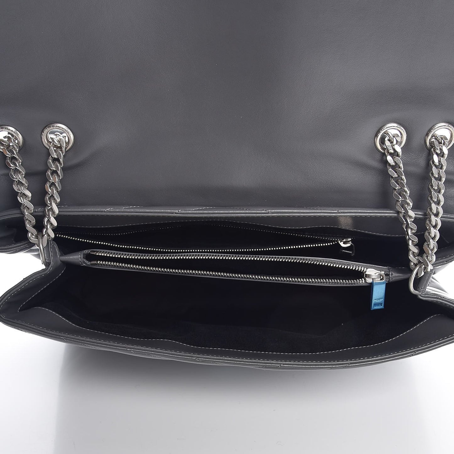 Calfskin Y Quilted Monogram Large Loulou Chain Satchel Grey