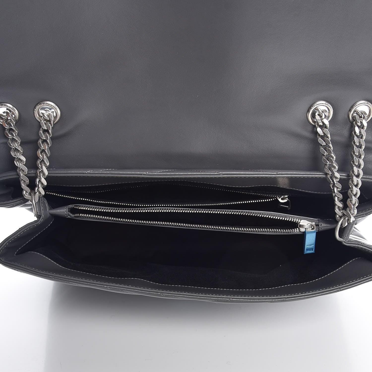 Saint Laurent Calfskin Y Quilted Monogram Large Loulou Chain Satchel Grey 5 of 7