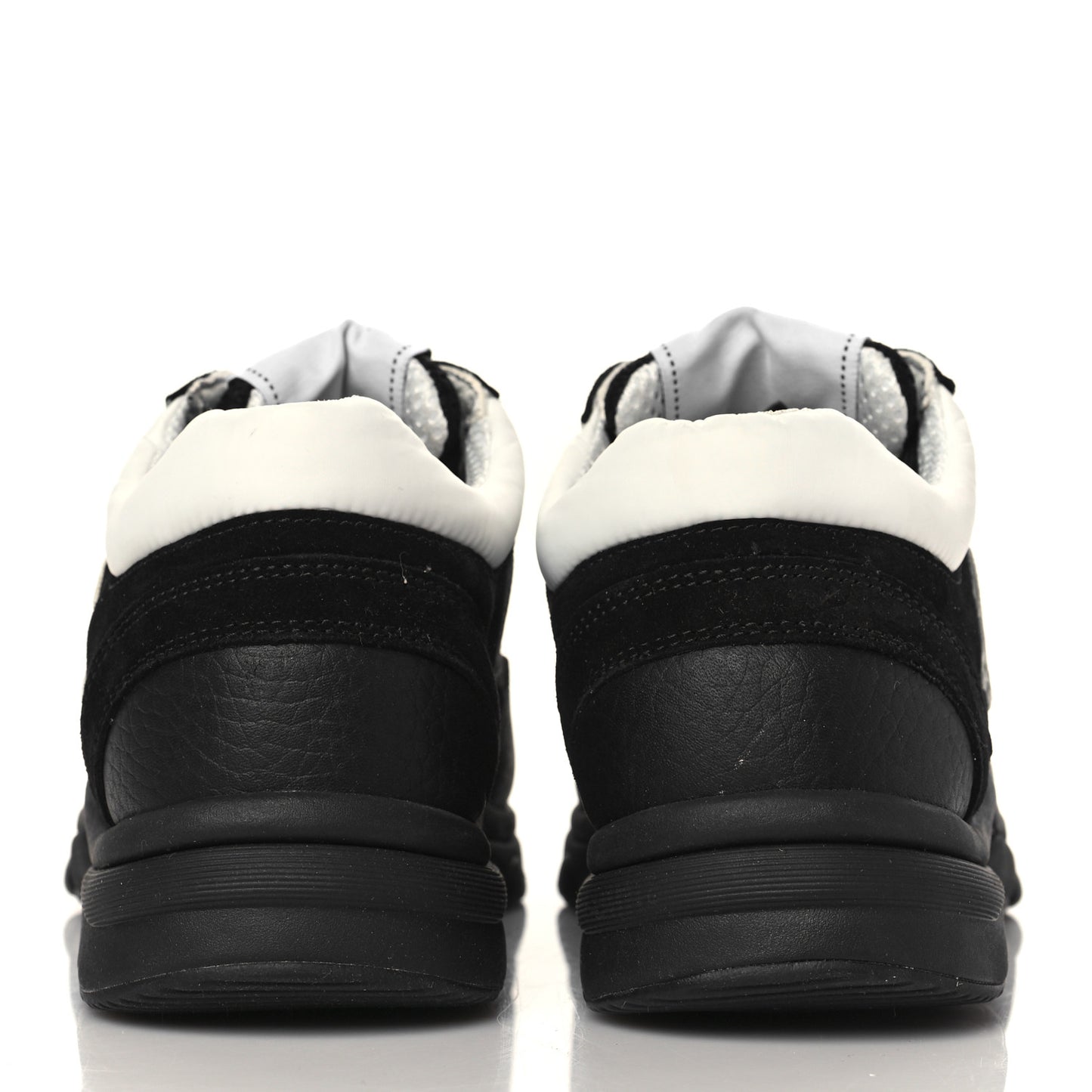 Mesh Suede Grained Calfskin Womens CC Sneakers 35 Black White