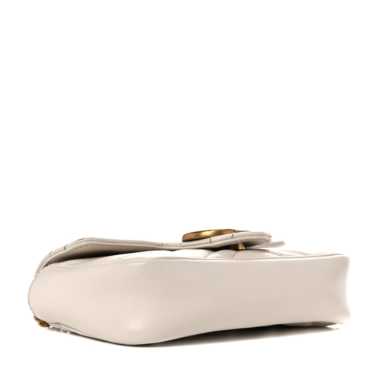 Gucci Calfskin Matelasse Super Mini GG Marmont Shoulder Bag White 4 of 15