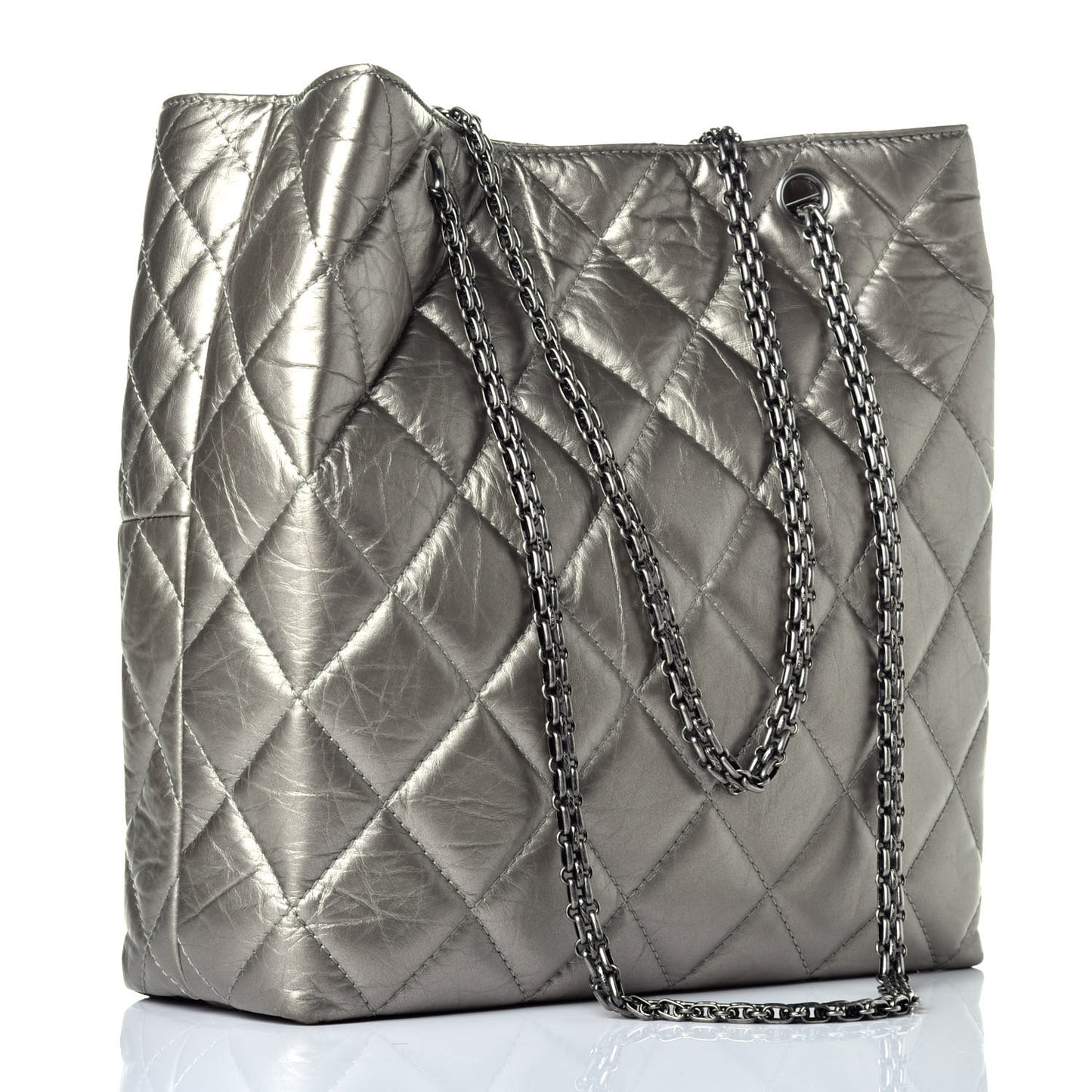 Aged Calfskin Quilted Reissue 2.55 Tote Light Gold