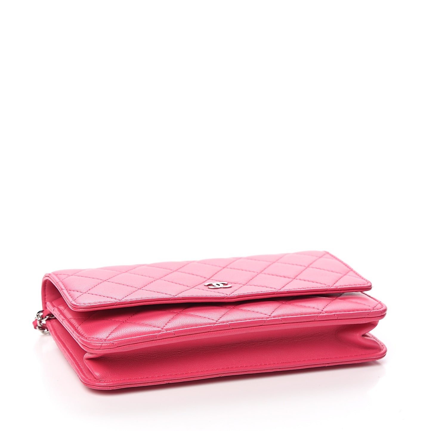 Lambskin Quilted Wallet On Chain WOC Pink