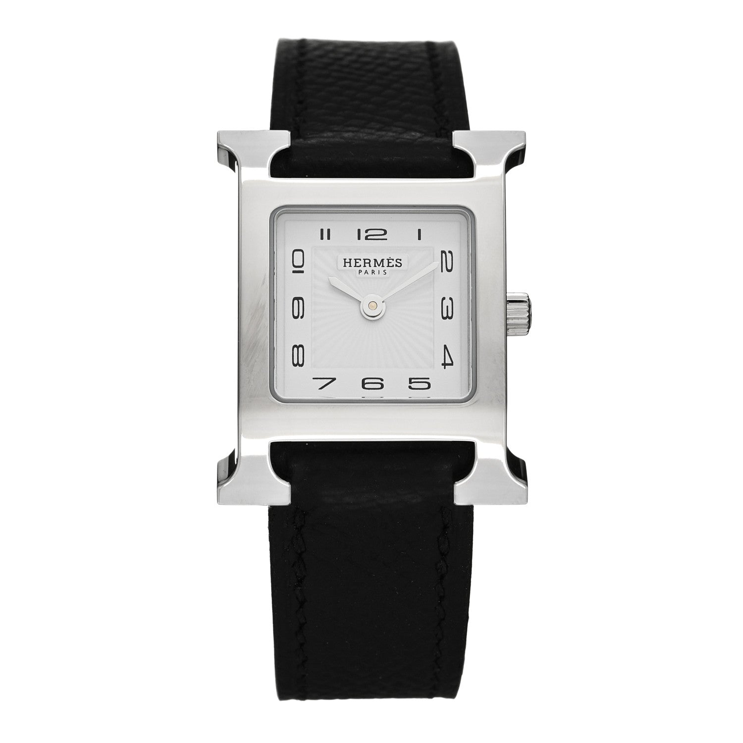 Hermes Stainless Steel Epsom 21mm Heure H Hour Quartz Watch Noir 1 of 5