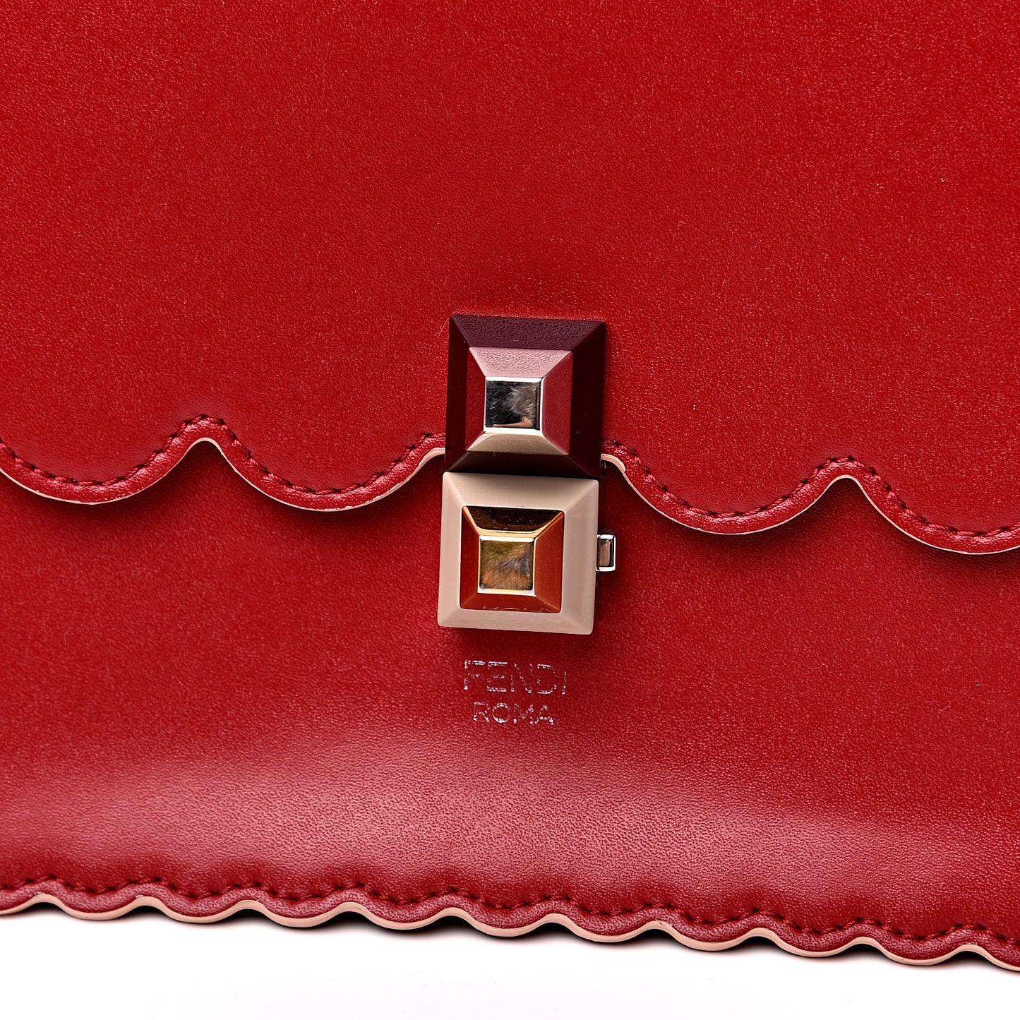 Vitello Liberty Scalloped Studded Kan I Shoulder Bag Fragola
