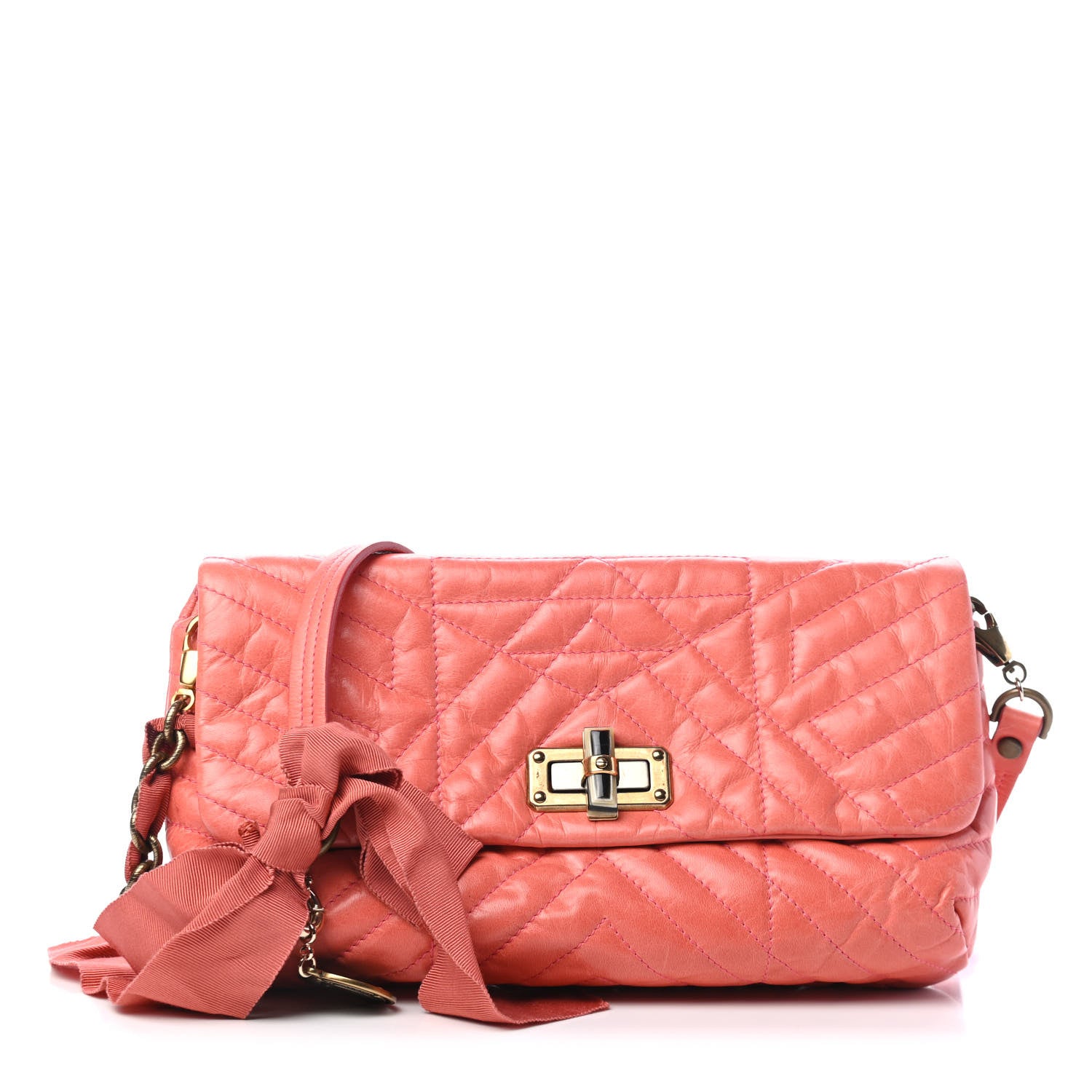 Lanvin Calfskin Quilted Large Happy Clutch Rose 1 of 4