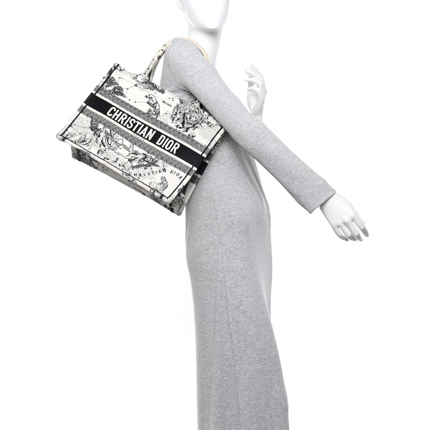 Christian Dior Canvas Zodiac Toile De Jouy Embroidered Medium Book Tote Latte 2 of 13