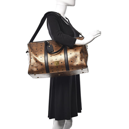 MCM Metallic Visetos Medium Traveler Weekender Bag Gold 2 of 9