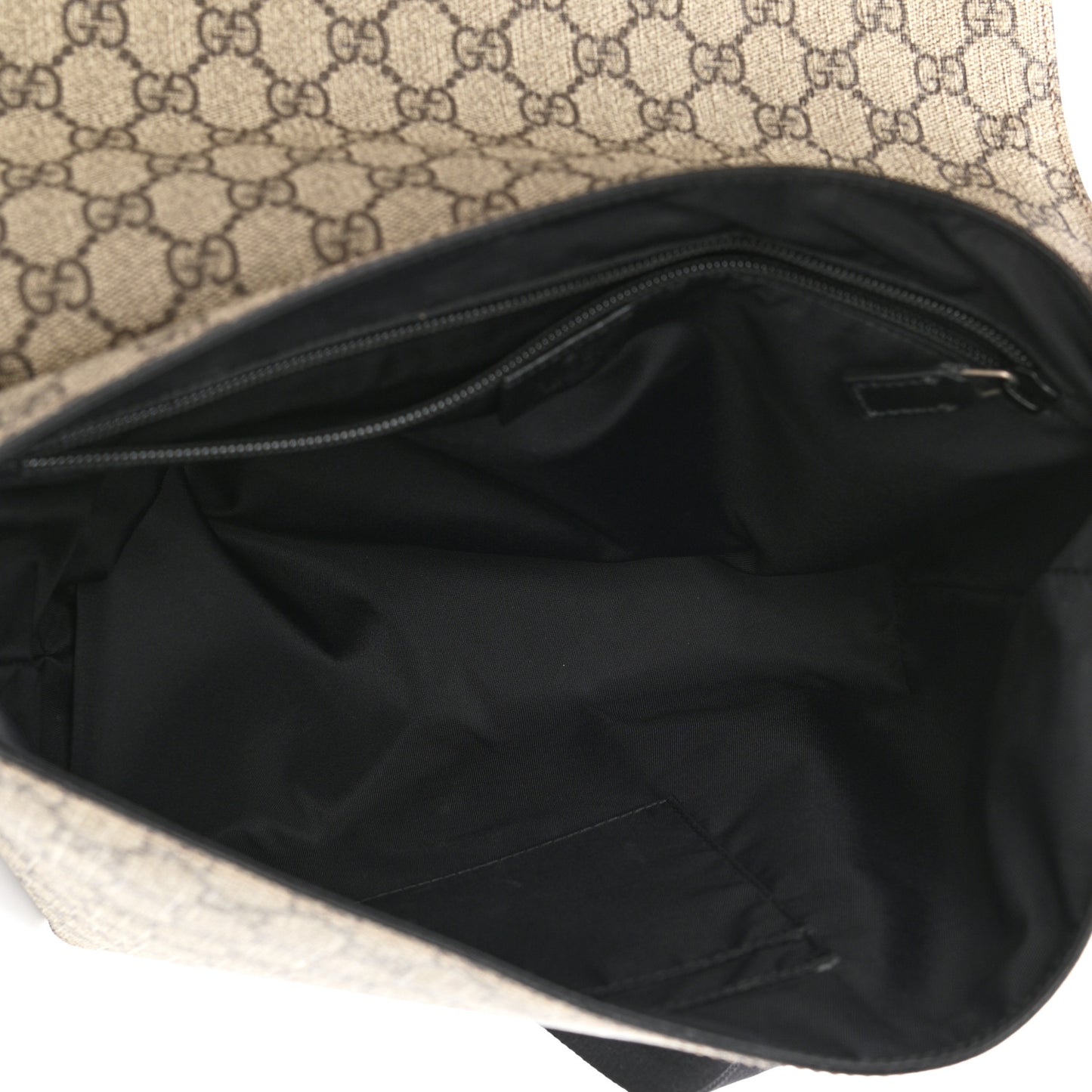 GG Supreme Monogram Web Flap Messenger Bag Black