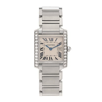Cartier Stainless Steel Diamond Bezel 25mm Tank Francaise Quartz Watch 1 of 4